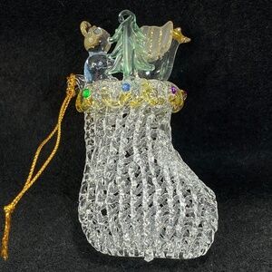 Super fragile, glass blow Christmas stocking ornament
